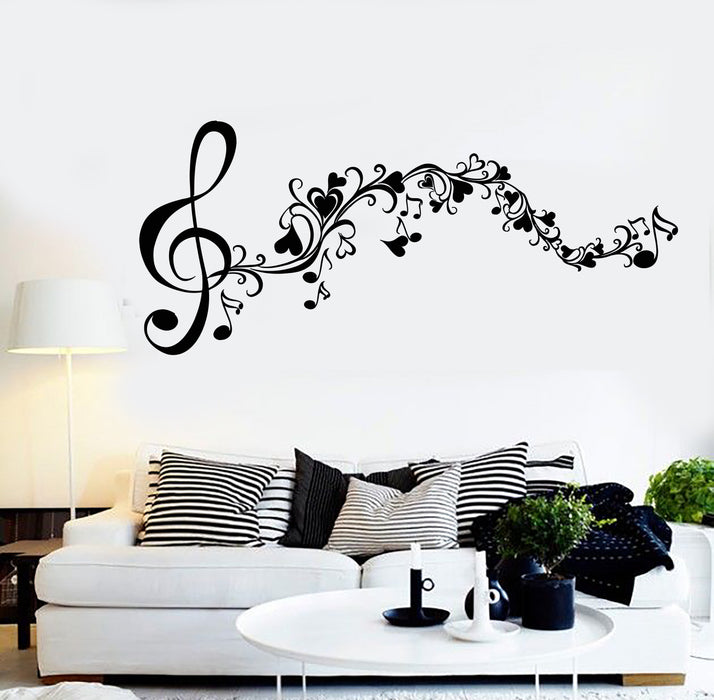 Vinyl Wall Decal Hearts Melody Notes Musician Music Decor Stickers Unique Gift (1689ig)