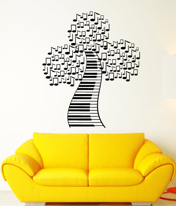Vinyl Wall Decal Piano Keys Pianoforte Notes Tree Music Style Stickers Unique Gift (1664ig)