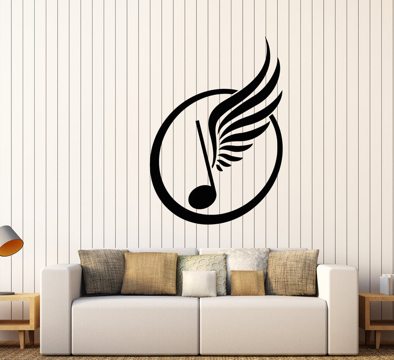 Виниловая наклейка на стену Музыкальная нота Птичье крыло Школа музыки Наклейки (3573ig)