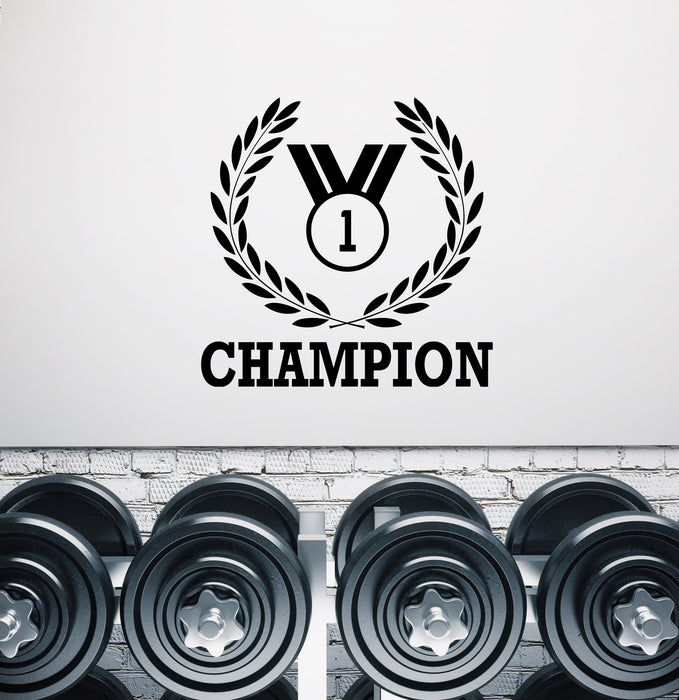 Vinyl Wall Decal Winner Champion Number One Medal Word Logo Stickers (3771ig)