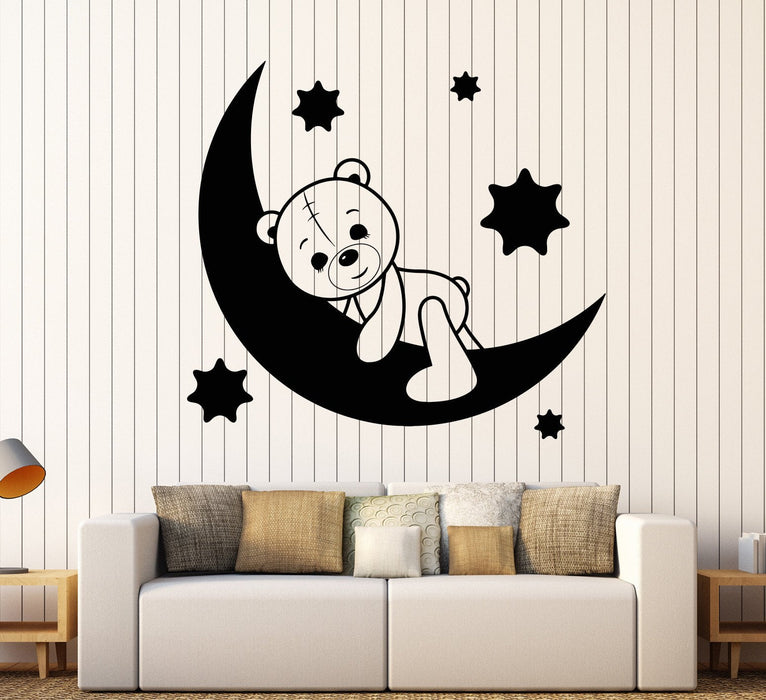 Vinyl Wall Decal Nursery Teddy Bear Toy Moon Stars Stickers Unique Gift (925ig)