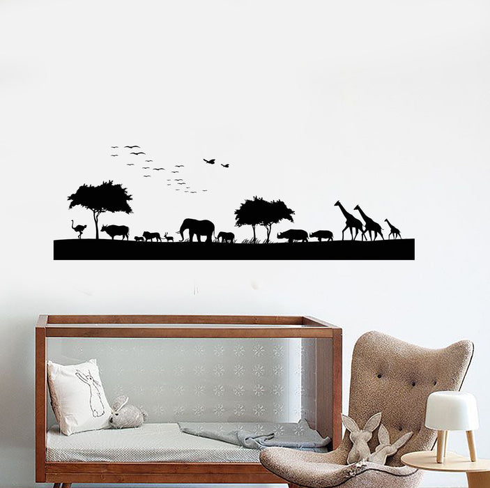 Vinyl Wall Decal African Animals Nature Landscape Nursery Children's Playroom Stickers Unique Gift (839ig)