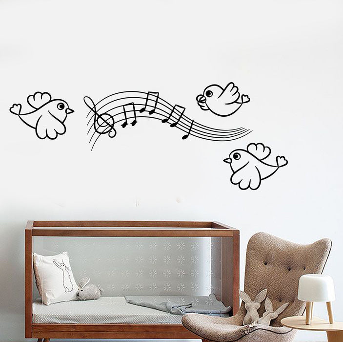 Vinyl Wall Decal Bird Music Notes Decorations For Children's Rooms Stickers Unique Gift (1284ig)