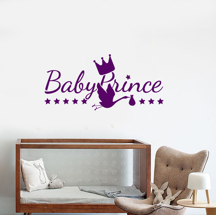 Vinyl Wall Decal Baby Prince Logo Words Boy Room Decor Stickers (3618ig)