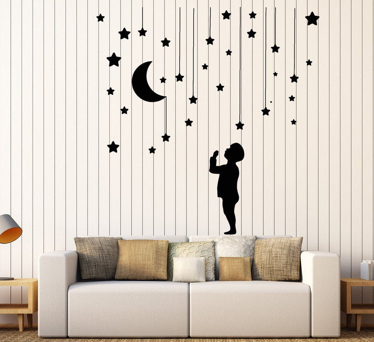 Vinyl Wall Decal Star Moon Little Boy Decor For Nursery Dream Stickers Unique Gift (1147ig)