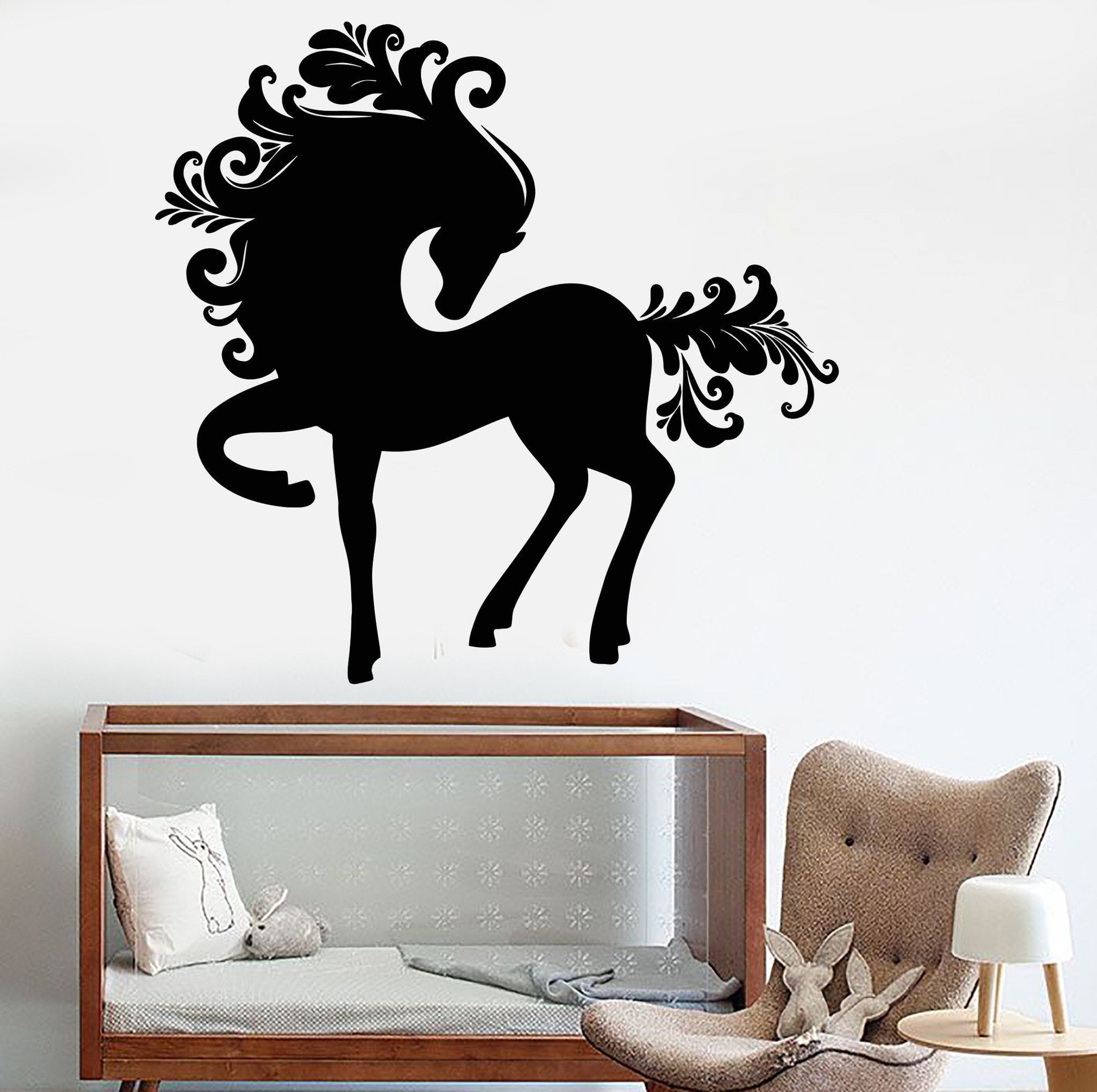 Autocollant Mural 3D Poney - Sticker Vinyle Amovible - Décoration Murale Enfant