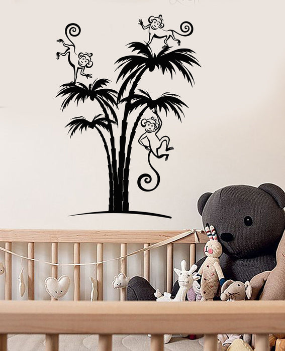 Vinyl Wall Decal Palms Monkey Animal Nursery Child Room Decor Stickers Unique Gift (ig3543)