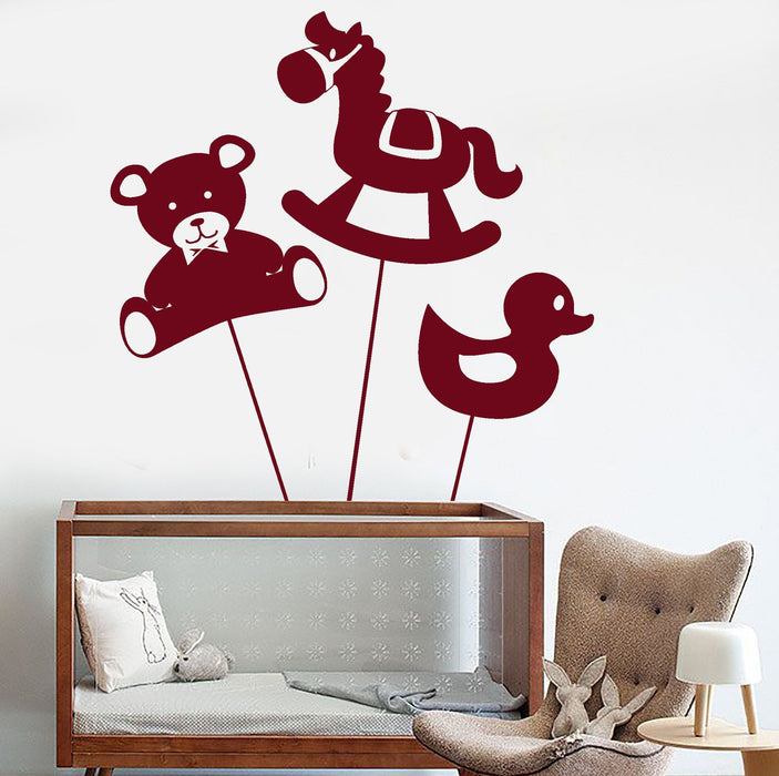 Vinyl Wall Decal Bear Horse Duck Toys Animals Nursery Stickers Unique Gift (1225ig)