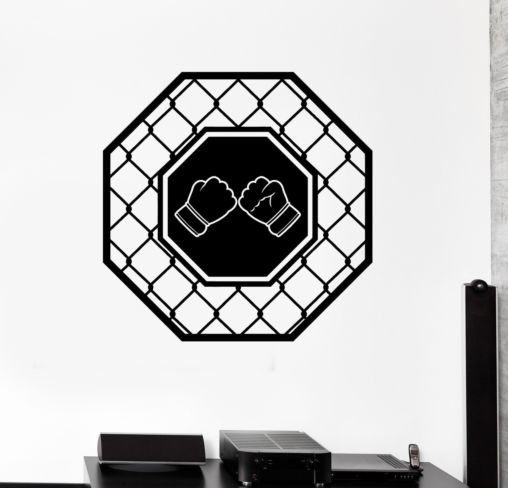 Vinyl Wall Decal Octagon Fight Club Fighters Fighting Martial Arts MMA ...