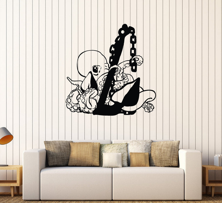 Vinyl Wall Decal Octopus Anchor Marine Nautical Sea Stickers Unique Gift (562ig)