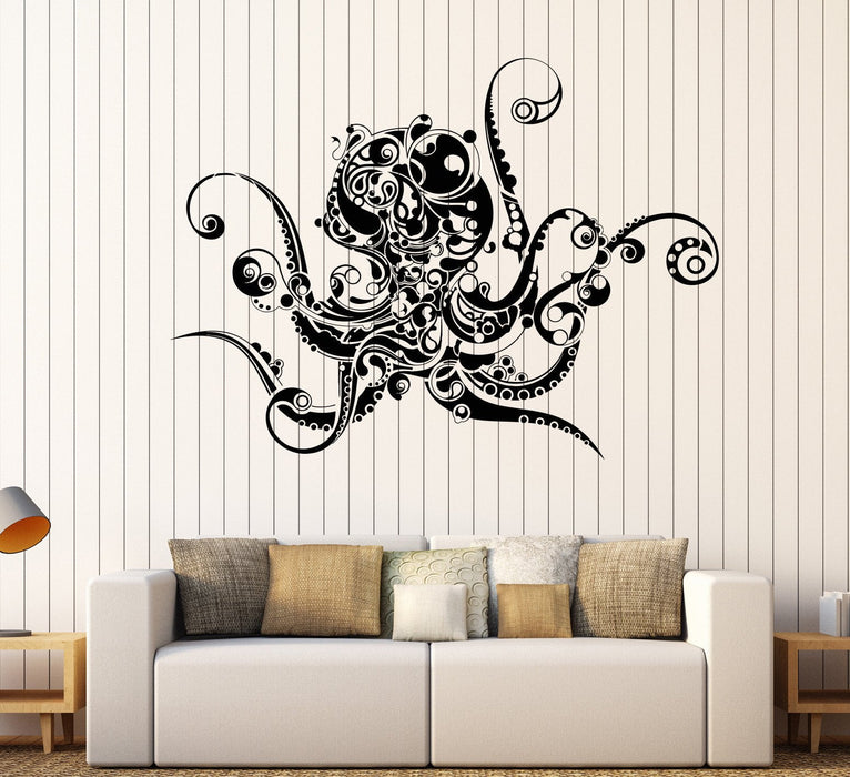 Vinyl Wall Decal  Octopus Sea Monster Art Decor Marine Style Stickers Unique Gift (924ig)
