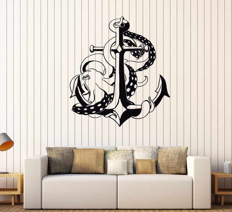 Vinyl Wall Decal Anchor Octopus Ocean Nautical Marine Mural Unique Gift (625ig)