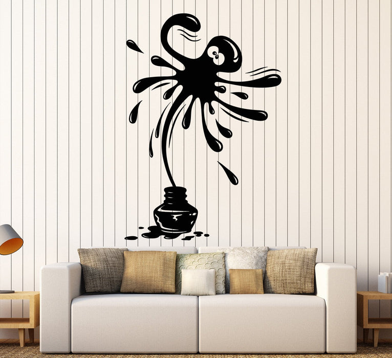 Vinyl Wall Decal Positive Octopus Ink Marine Animal Nursery Stickers Unique Gift (ig4491)
