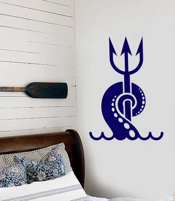 Vinyl Wall Decal Tentacles Octopus Sea Animal Nautical Trident Stickers (2501ig)