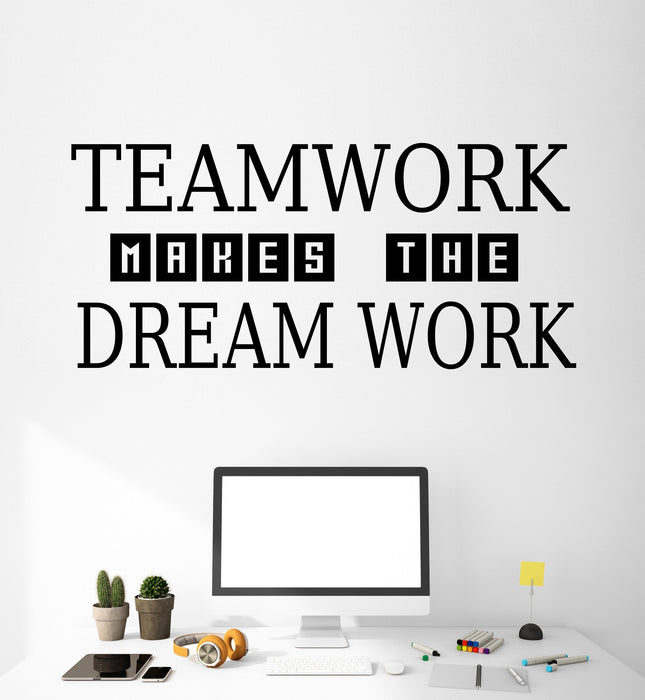Teamwork makes the Dreamwork Vinyl Wall Decal Sticker Motivational Quote Words Inspirational Décor 2331ig (22.5 in x 10 in)