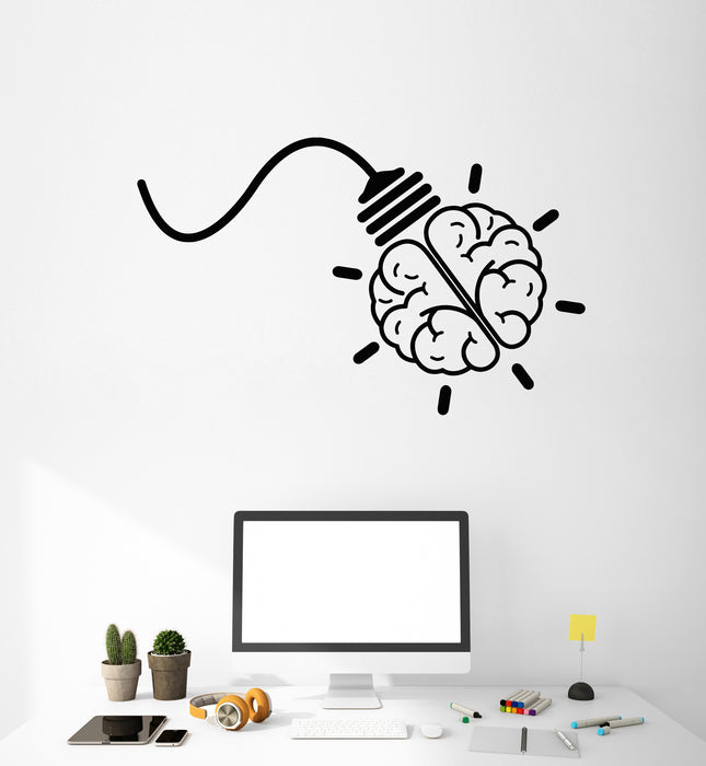 Vinyl Wall Decal Creative Light Bulb Brain Idea Home Office Stickers (3728ig)