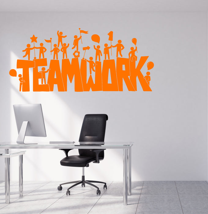 Vinyl Wall Decal Teamwork Logo Motivation Office Decor Quote Word Stickers (4125ig)