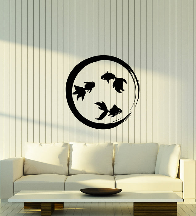 Vinyl Wall Decal Enso Zen Circle Goldfish Aquarium Buddhism Stickers (3692ig)