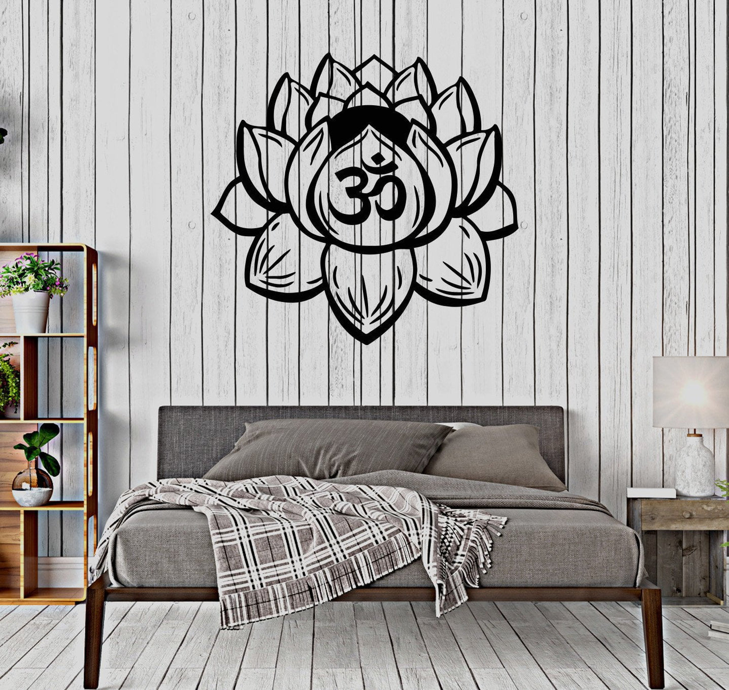Vinyl Wall Decal Lotus Flower Yoga Buddhist Meditation Bedroom Sticker ...