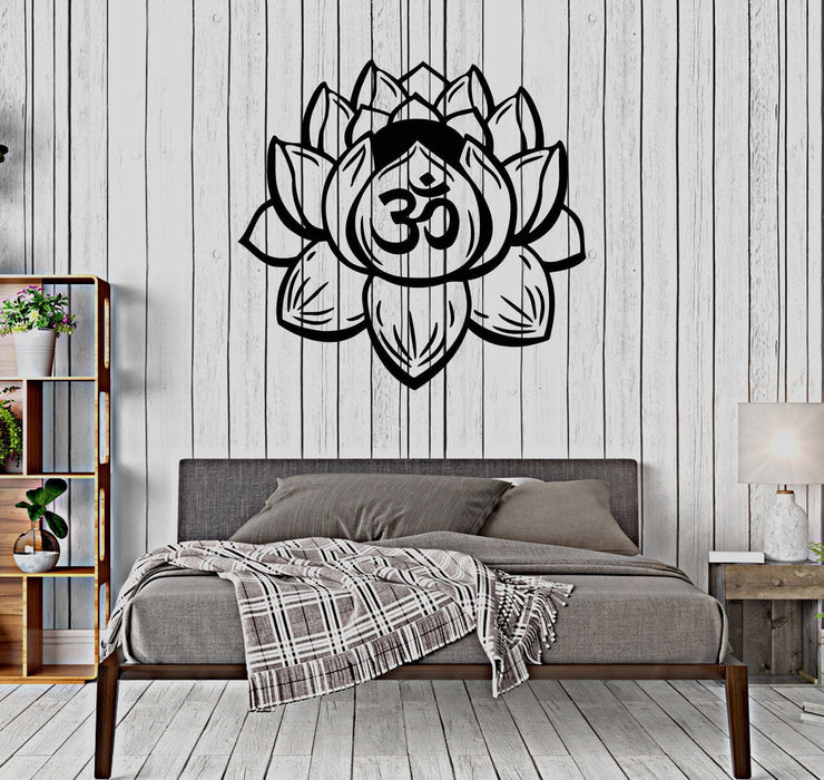 Vinyl Wall Decal Lotus Flower Yoga Buddhist Meditation Bedroom Stickers Unique Gift (110ig)