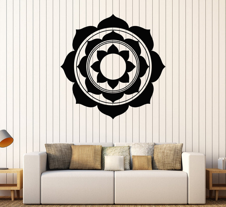 Vinyl Wall Decal Lotus Mandala Bedroom Decor Buddhism Room Stickers Unique Gift (114ig)