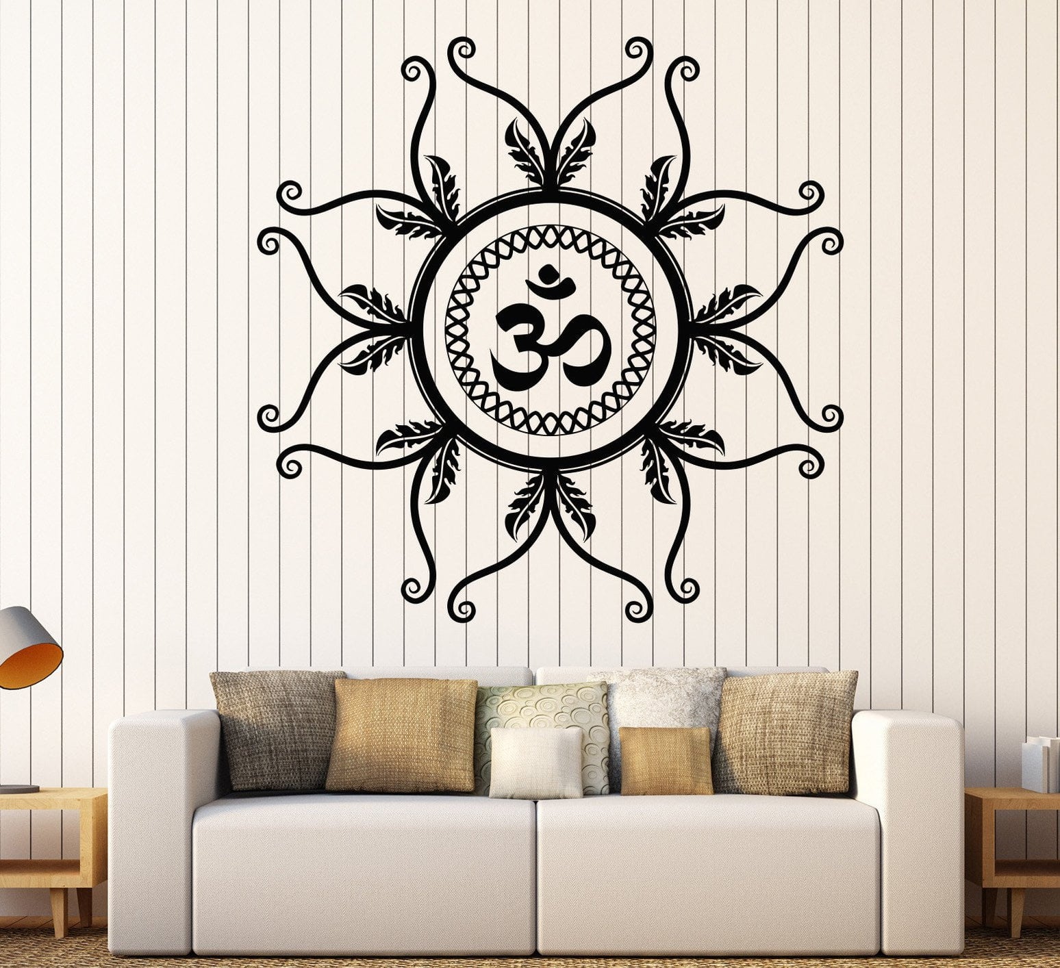 Vinyl Wall Decal Mantra Om Hindu Meditation Yoga Studio Lotus Stickers ...