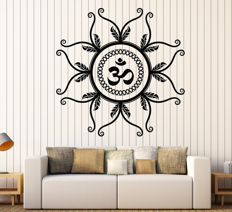Vinyl Wall Decal Mantra Om Hindu Meditation Yoga Studio Lotus Stickers Unique Gift (796ig)