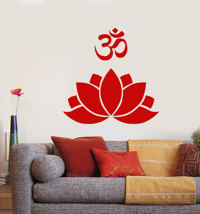 Vinyl Wall Decal Lotus Flower Om Mantra Yoga Meditation Stickers (2385ig)