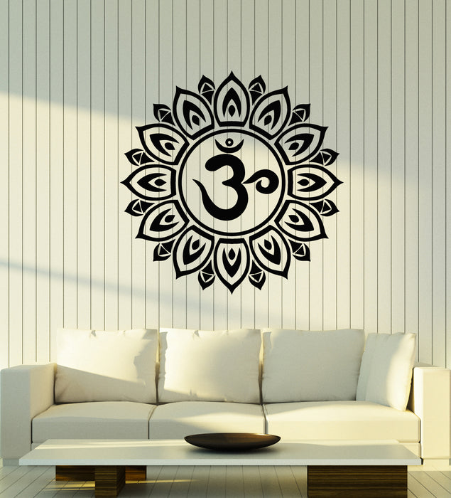 Mandala Om Sanskrit Symbol of Universe Lotus Flower Vinyl Wall Decal Sticker (3421ig)