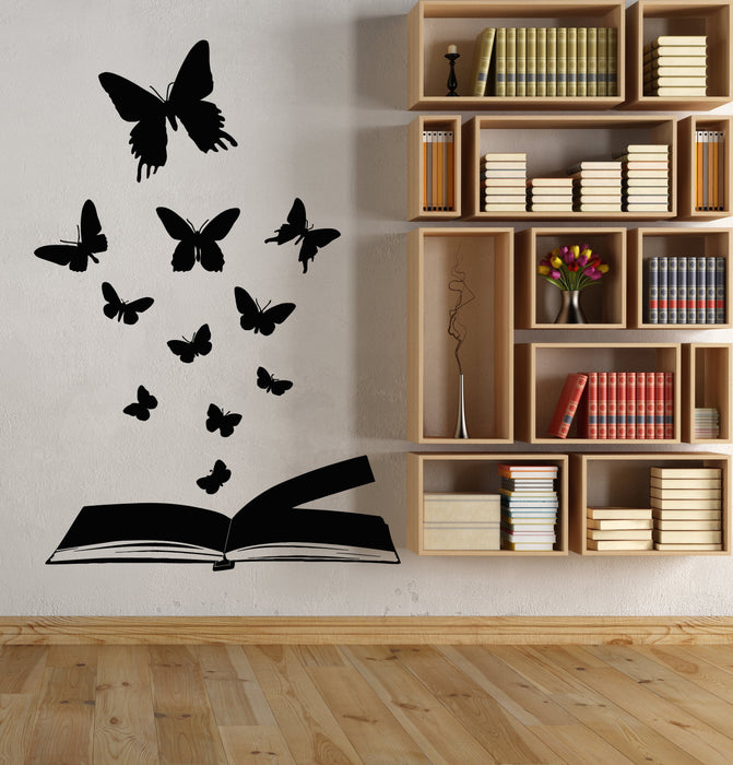 Vinyl Wall Decal Open Magical Butterfly Book Library Fairy Tale Stickers Unique Gift (1830ig)