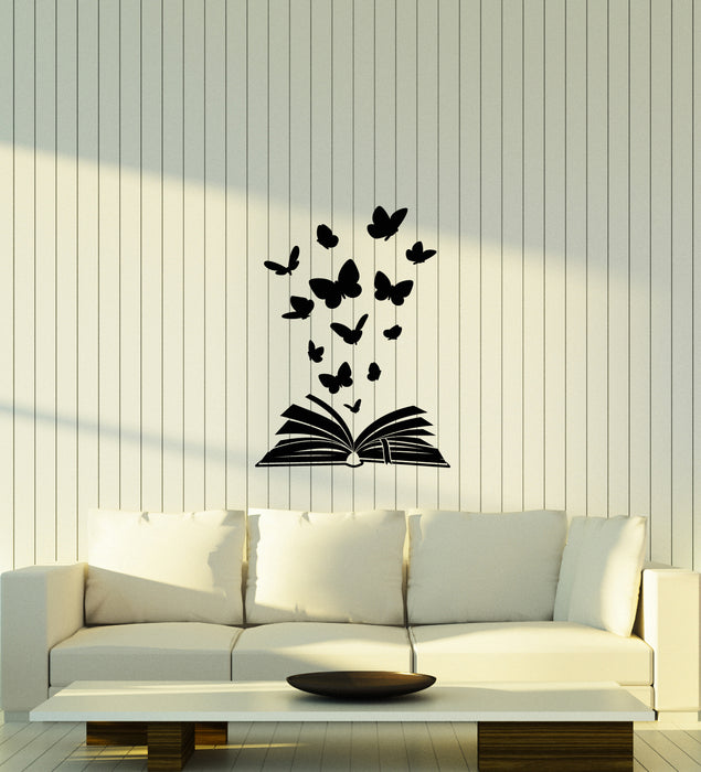 Vinyl Wall Decal Open Book of Fairy Tales Fantasy Butterflies Stickers (4080ig)