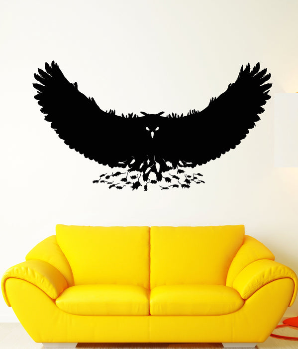 Vinyl Wall Decal Mouse Owl Predator Bird Feathers Wings Stickers Unique Gift (1766ig)