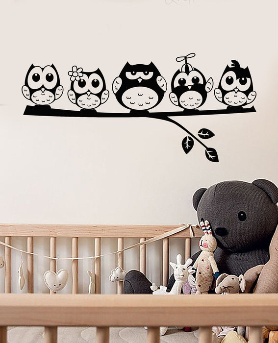 Vinyl Wall Decal Nursery Owls Branch Birds Animals Children's Playroom Stickers Unique Gift (929ig)
