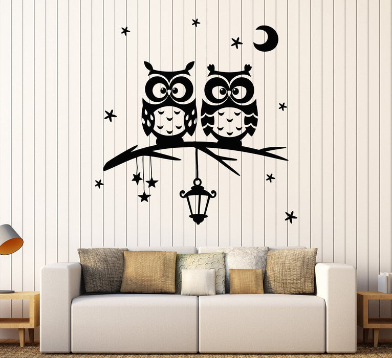 Vinyl Wall Decal Owl Moon Stars Branch Nursery Dreams Bedroom Stickers Unique Gift (683ig)