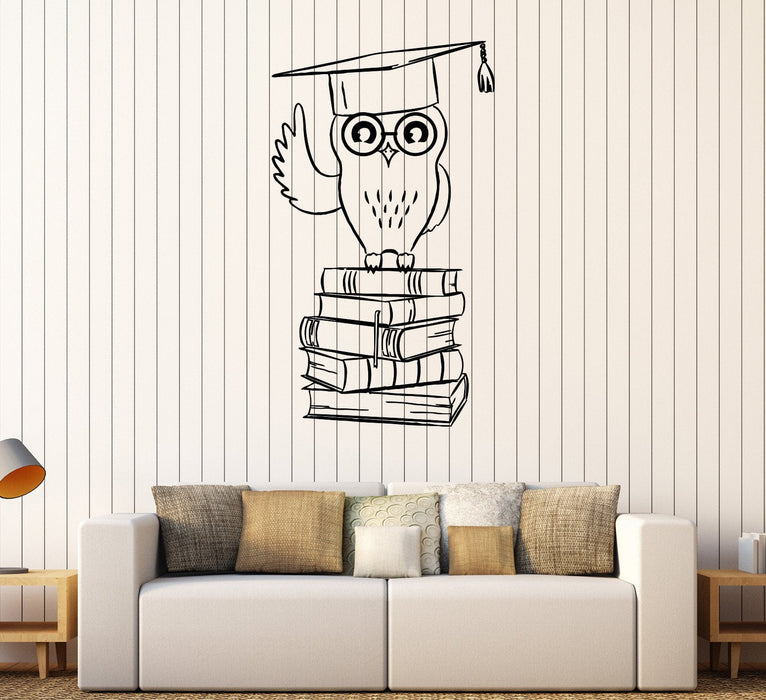 Vinyl Wall Decal Owl Student College Education Books Stickers Unique Gift (408ig)