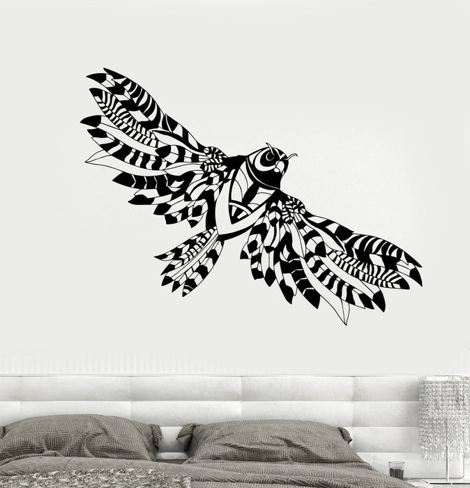Vinyl Wall Decal Abstract Flying Owl Wings Bird Stickers Unique Gift (1833ig)