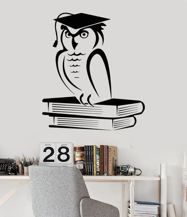 Vinyl Wall Decal Owl Books Bookstore Knowledge School Stickers Mural Unique Gift (ig3312)