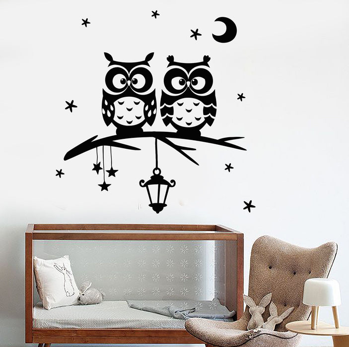 Vinyl Wall Decal Owl Moon Stars Branch Nursery Dreams Bedroom Stickers Unique Gift (683ig)
