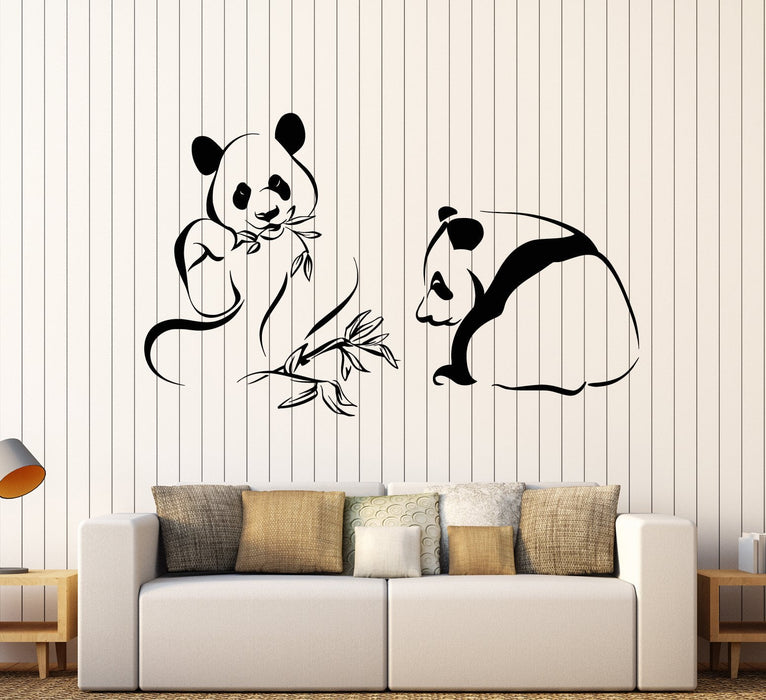 Vinyl Wall Decal Panda Bears Asian Bamboo Chinese Animals Stickers Unique Gift (1963ig)