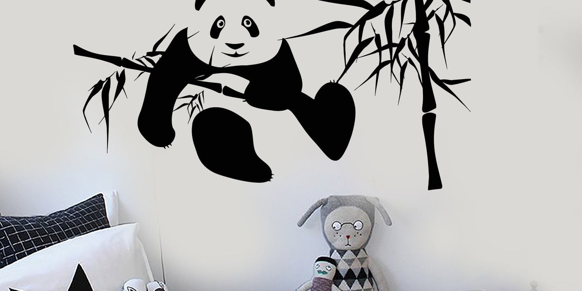 Vinyl Wall Decal Panda Bamboo Kids Room Nursery Funny Animal Stickers ...