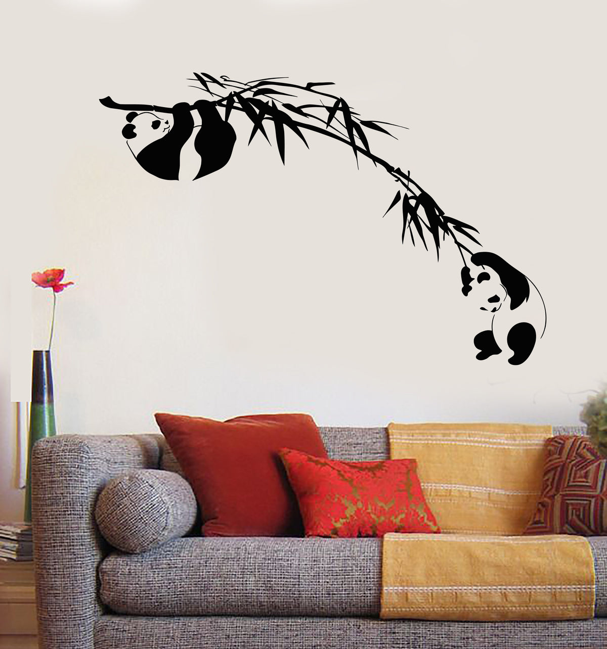 Vinyl Wall Decal Branch Bamboo Tree Panda Asian Animal Stickers Unique ...
