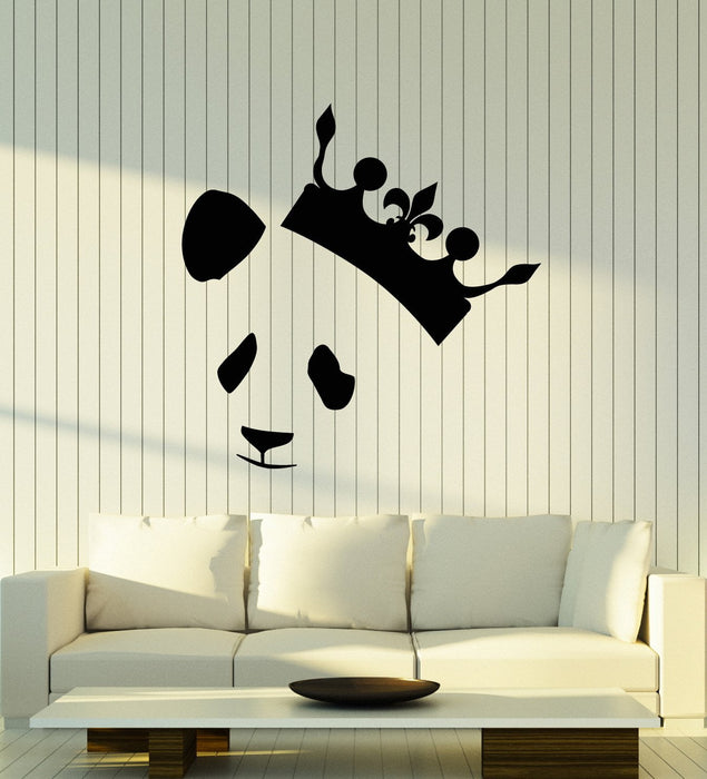 Vinyl Wall Decal Abstract Panda Head Bear Crown King Stickers (2472ig)