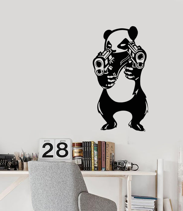 Vinyl Wall Decal Angry Criminal Panda Asian Bear Funny Animal For Kids Room Stickers (4226ig)
