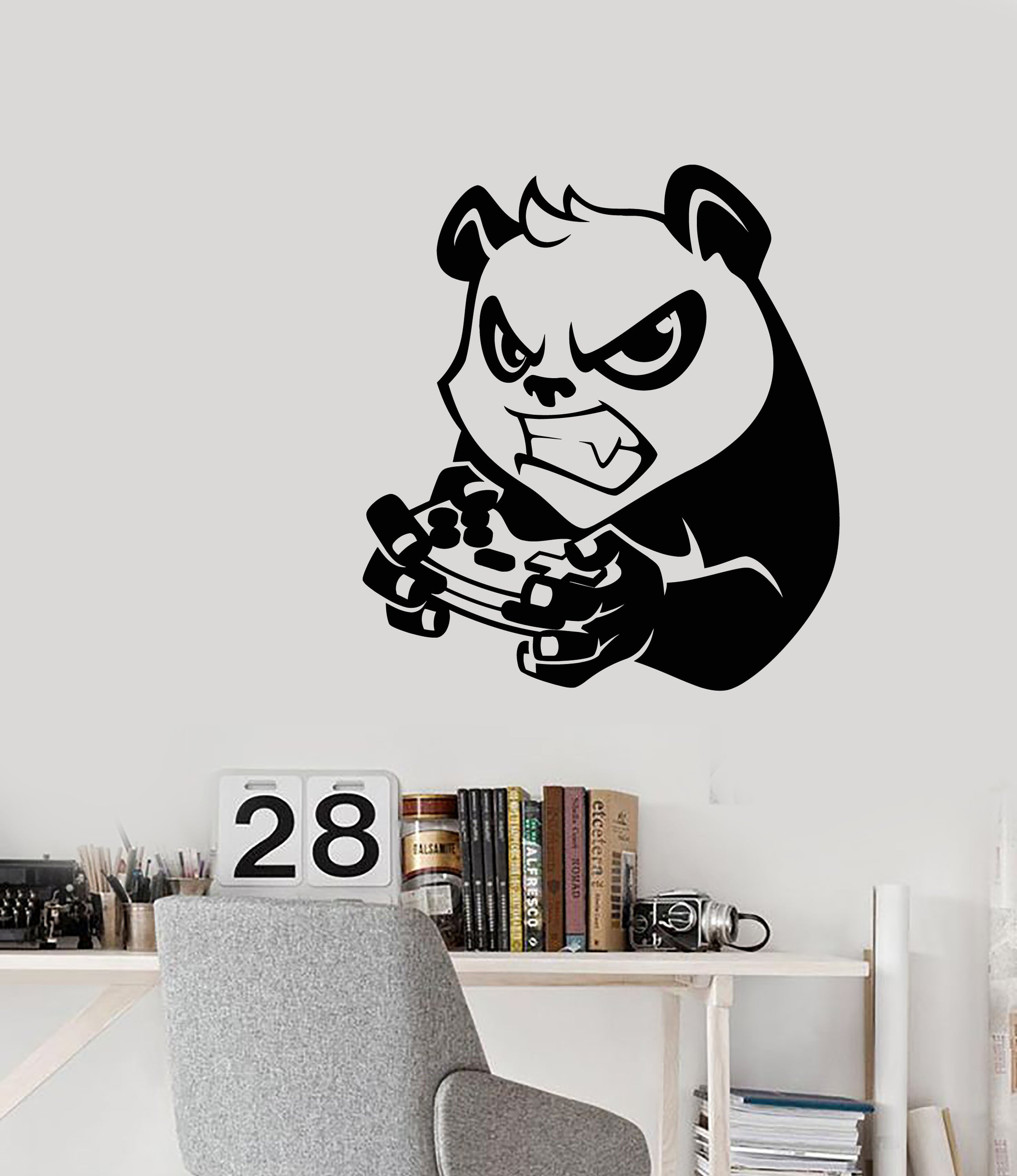 Vinyl Wall Decal Cartoon Evil Panda Joystick Gamer Stickers (3595ig ...