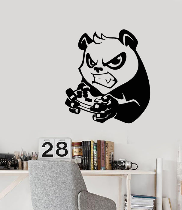 Vinyl Wall Decal Cartoon Evil Panda Joystick Gamer Stickers (3595ig)