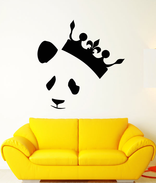 Vinyl Wall Decal Abstract Panda Head Bear Crown King Stickers (2472ig)