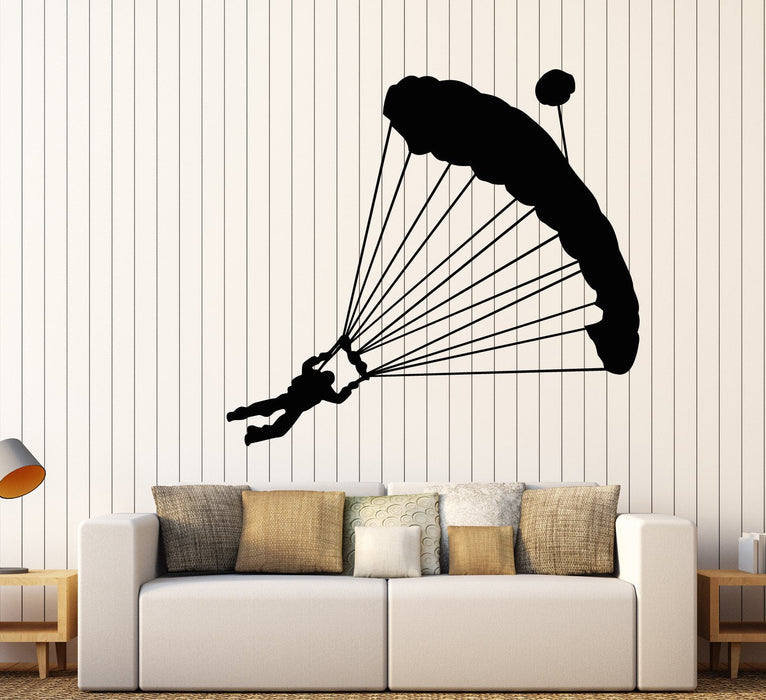 Vinyl Wall Decal Skydiver Parachute Extreme Sport Stickers (2573ig)