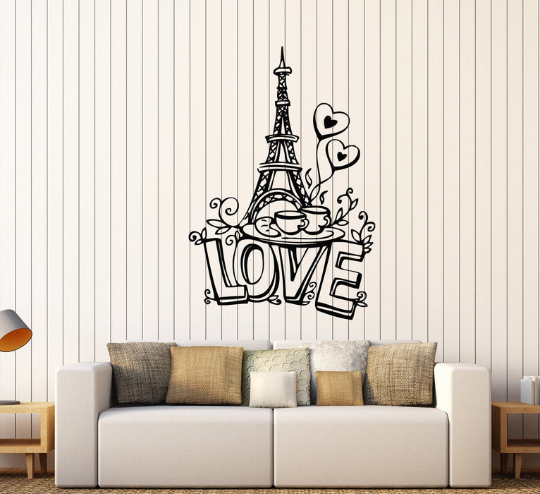 Vinyl Wall Stickers Eiffel Tower Paris France Romantic Art Decal Unique Gift (173ig)