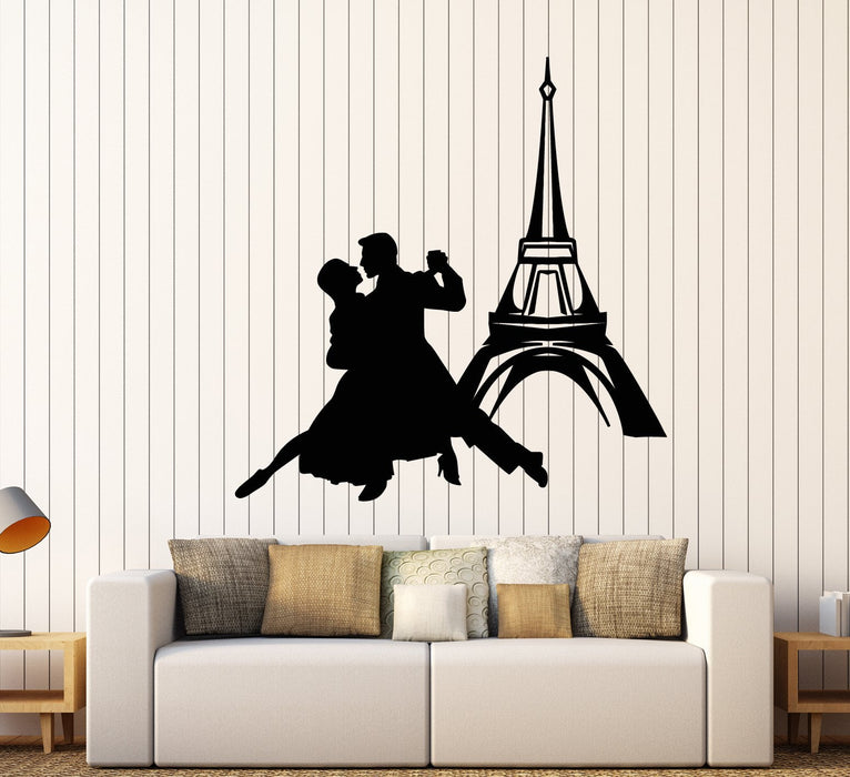 Виниловые наклейки на стену Париж Эйфелева башня Бальные танцы Любовь Наклейки (2283ig)