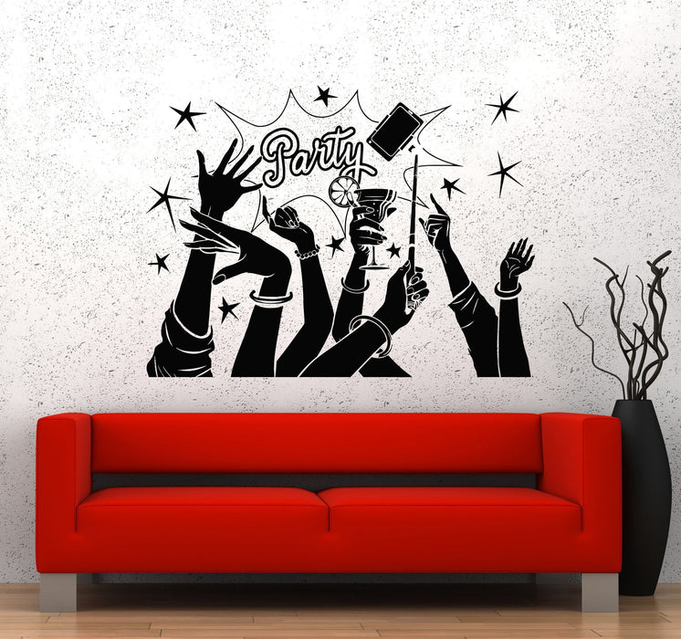 Vinyl Wall Decal Party Fun Friends Night Club Alcohol Cocktail Stickers Unique Gift (981ig)